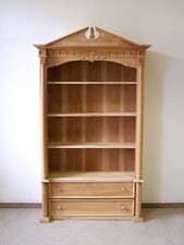 Bücherregal Wand/Standregal Regal Holz Naturbelassen Antik-Stil Bücherschrank 