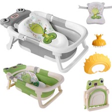 Baby Badewanne mit Wannenkissen Thermometer Babybadewanne für Neugeborene