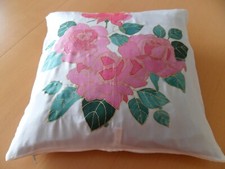 Sofakissenbezug, Dekokissenbezug, Seidenmalerei, Handarbeit, 38 x 38 cm, neu