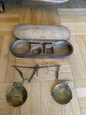 Rarität alte Münz Gold Waage im Holzkasten Münzwaage