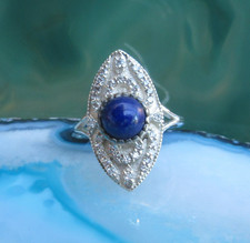 Ω Ring viktorianischer Stil blauer Lapislazuli Silber 925 Gr 19,1