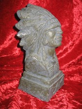 Billy Burns Skulptur "American Indian" Indianer Bronzeoptik signiert Vintage '80