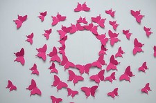 32 Set 3D Schmetterlinge Pink  Wanddeko Wandaufkleber Wandtatoo