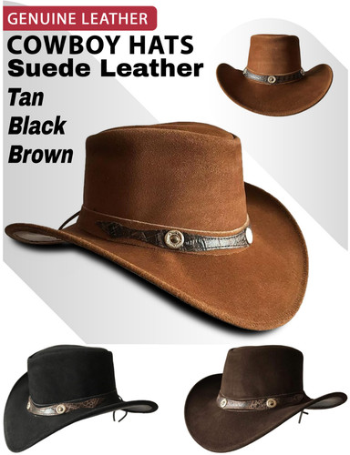 100 echtleder cowboyhut - echtleder,