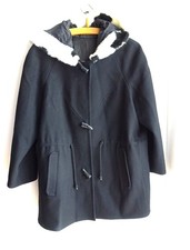Damen Dufflecoat Wolle schwarz