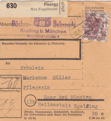 Bizone paketkarte 1948 - bizone,