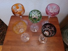 Konvolut 5 große Römer Kristall Gläser Vitrinenqualität über 70 Jahre alt