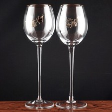 ? 2 hohe Weingläser 27 cm Gläser Goldrand Rose Rosen gold Vintage ReUse Glas ?