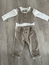 Primark Outfit-Set Baby mit Weste und Fliege weiß beige 68 NEU