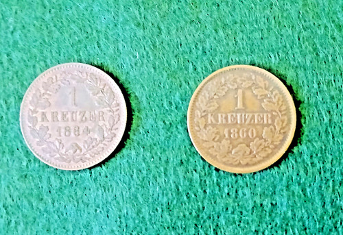 Kreuzer baden 1860 und 1 - baden,