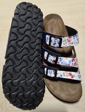 Betula Gr. 39 Damen Pantoletten Hausschuhe Blümchenmotiv 3-Riemer