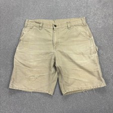 Carhartt Shorts Erwachsene Taille 36 Braun Canvas Carpenter Cargo Workwear Ho...