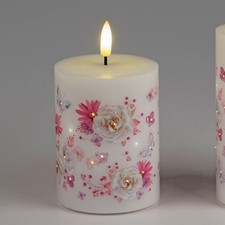 Led kerze rosendekor 10cm - led, h.