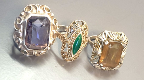 Drei alte antike silber ringe - drei,