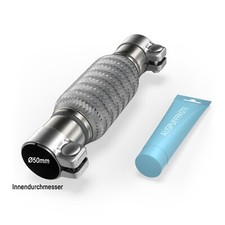 Edelstahl Flexrohr Auspuff 50 x 150 mm 2 Schellen+Paste Flexstück ohne Schweißen