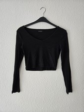 EVEN & ODD Damen langarm Crop Top Gr. M schwarz