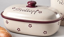 Brottopf mit Deckel Grau Keramik Steingut Steinzeug Brot Topf Brotbacken Backen