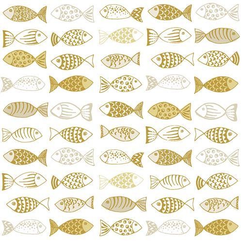 Servietten many fishes gold - 20,