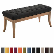 Sitzbank Ramses Stoff antik-hell Sitzhocker Polsterbank Wartebank Holzbeine Bank