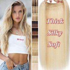 Echthaar Unsichtbar Draht Wire Clip Haarverlängerung Hidden Extensions Stirnband