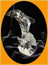 NACHTMANN Delfin auf Welle reitend Sockel Glas Kristall Bleikristall Figur TOP 2