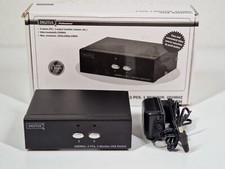 Digitus VGA Switch Umschalter 2 PC´s auf 1 Monitor bis 1920x1080 Pixel Netzteil