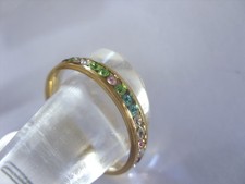 4 mm Edelstahl Fingerring mit bunten Zirkonia Steinchen Ring 17,3 - 22 mm goldf.