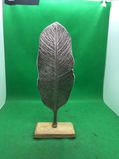 Dekofigur Blatt Metall Set Modern Feder Silber Farben Blatt