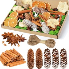 Weihnachtsdeko 56 Stück Adventskranz Zubehör Naturmaterialien Orangen Zimt