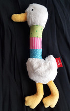 RAR SIGKIKID Plüschtier Greifling GANS  ENTE mit Quietsche weiß bunter Hals TOP