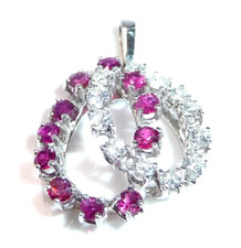 Anhänger 585 Weißgold 0.50ct Diamanten 0.50ct Rubine   25,7 mm lang