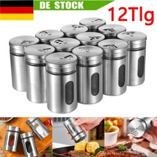 12X Gewürzstreuer Pfeffer Salz Edelstahl Gläser Gewürz Streuer Dosen Glas Box DE