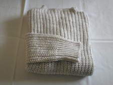 Neuer Damen Stehkragen-Pulli / wollweiß mit hellgrauem Garn Gr.M