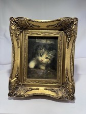 Ölgemälde Kätzchen im vergoldeten Barockrahmen England Carvers & Gilders