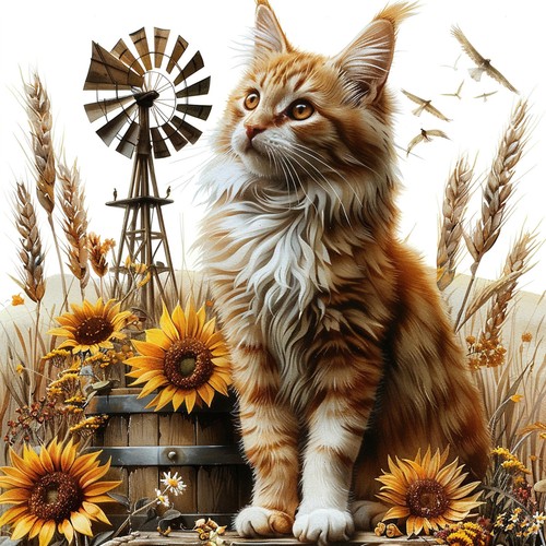 Wandbild katze bauernhof - wandbild,