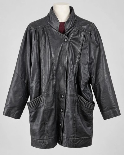 Ledermantel schwarz vintage - schwarz,