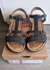 Ricosta Sandalen Spangenschuh Gr. 39 Velour Ballerina Schwarz Bella