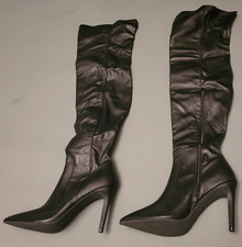 CATWALK Sexy Overknee Stiefel Reißverschl. Stilettoabs. SCHWARZ Gr. 44 -(137)