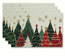 ADVENT TOP  - 6 schöne Tischsets -Platzsets aus Polyester in Leinenstruktur