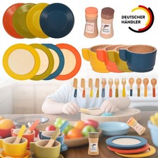 Geschirrset Holz Teeservice Set Spielzeug Kinder Outdoor Teeparty Küchen-Spiel