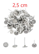 Teelichtdocht  mit Fuß, 2,5 cm gewachst, für Teelichter Kerzengiessen 10 25 50