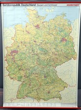 Vintage Deutschlandkarte Burgen und Schlösser rollbare Wandtafel