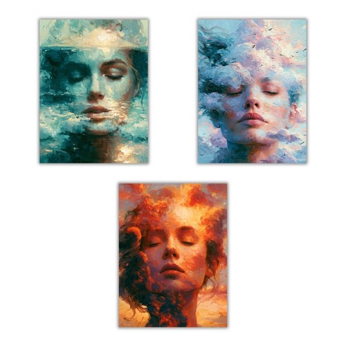 3er set portrait - poster, meer