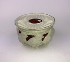 Antikes Stövchen von Gerold Tettau Bavaria mit Entenküken Motiv, Rot /Weiß