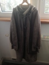 Lammfellmantel Gr.58, silber grau, lang, mit Kapuze