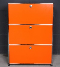 USM Haller Klassiker Sideboard Akten-Regal 3 Fächer 3 Klappen Orange Retro 70er