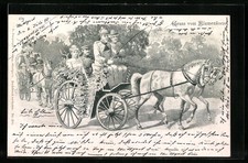Künstler-AK Blumenkorso mit Kutschen 