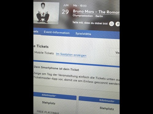 Bruno mars tickets - 2x,