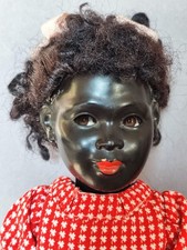 DDR Seltene Vintage   farbige Puppe mit Schelmenaugen , dunkelhäutige Puppe 