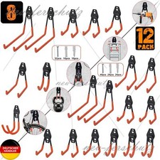 Garagen-Wandhaken Set 8/12 Stück Doppelhaken Fahrrad Garten Halter Wandhalterung